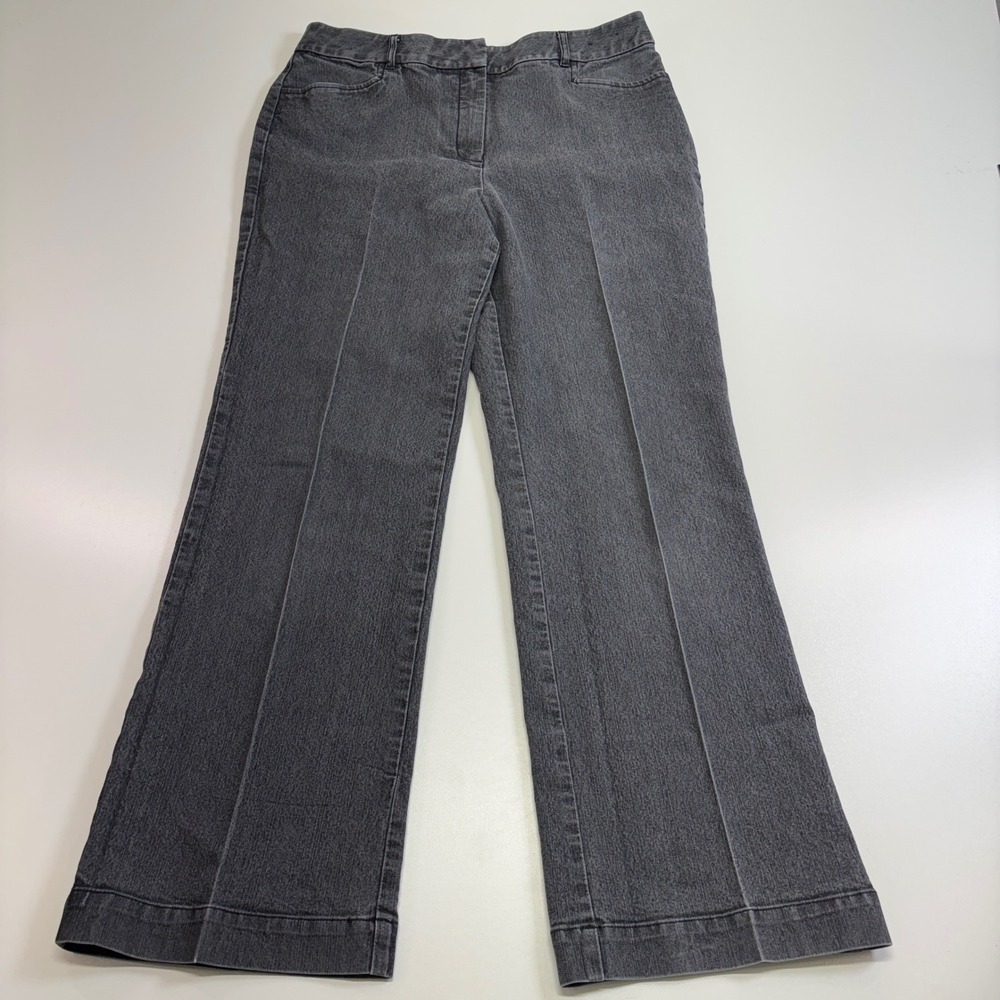 Geoffrey Beene Sport Size 12R Gray Denim Trouser Jeans Wide Leg Stretch Y2K